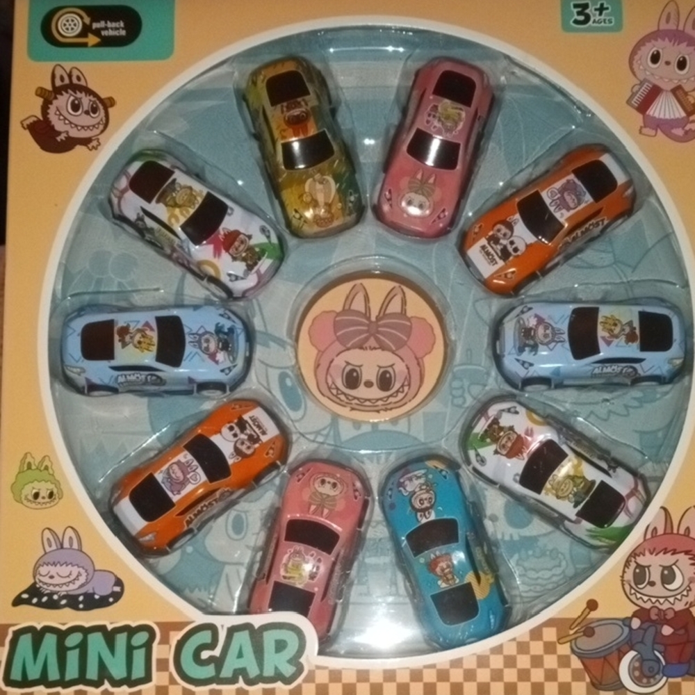 LABUBU 12-PIECE RACE CAR SET GREAT COLLECTOR'S FEES OR FOR FUN